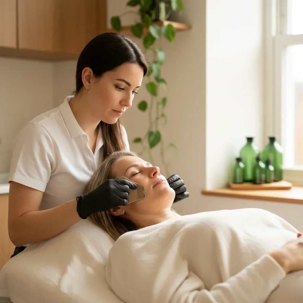 Esthetician performing an anti-aging facial treatment on a relaxed client at 360 IV Infusion and Wellness in Prosper TX
