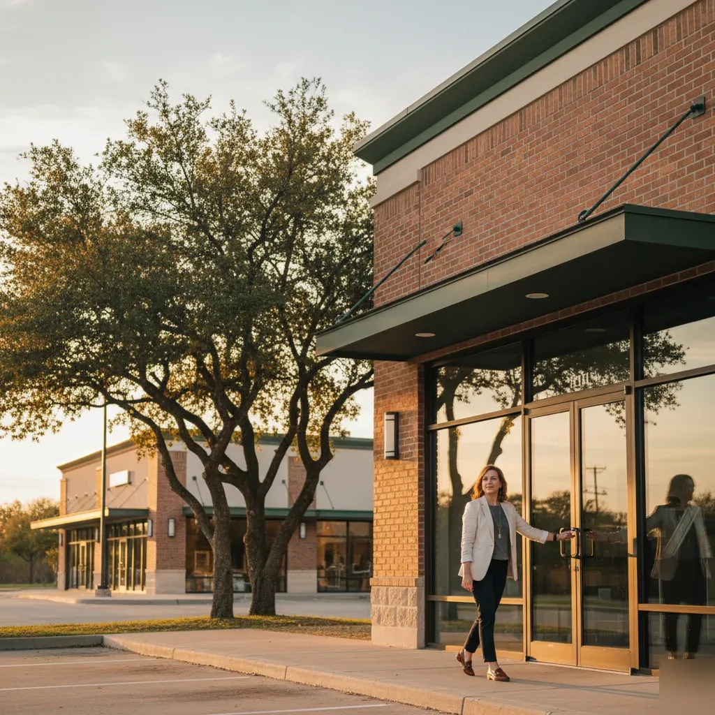 360 IV Infusion and Wellness boutique storefront in Prosper, TX, during golden-hour afternoon light