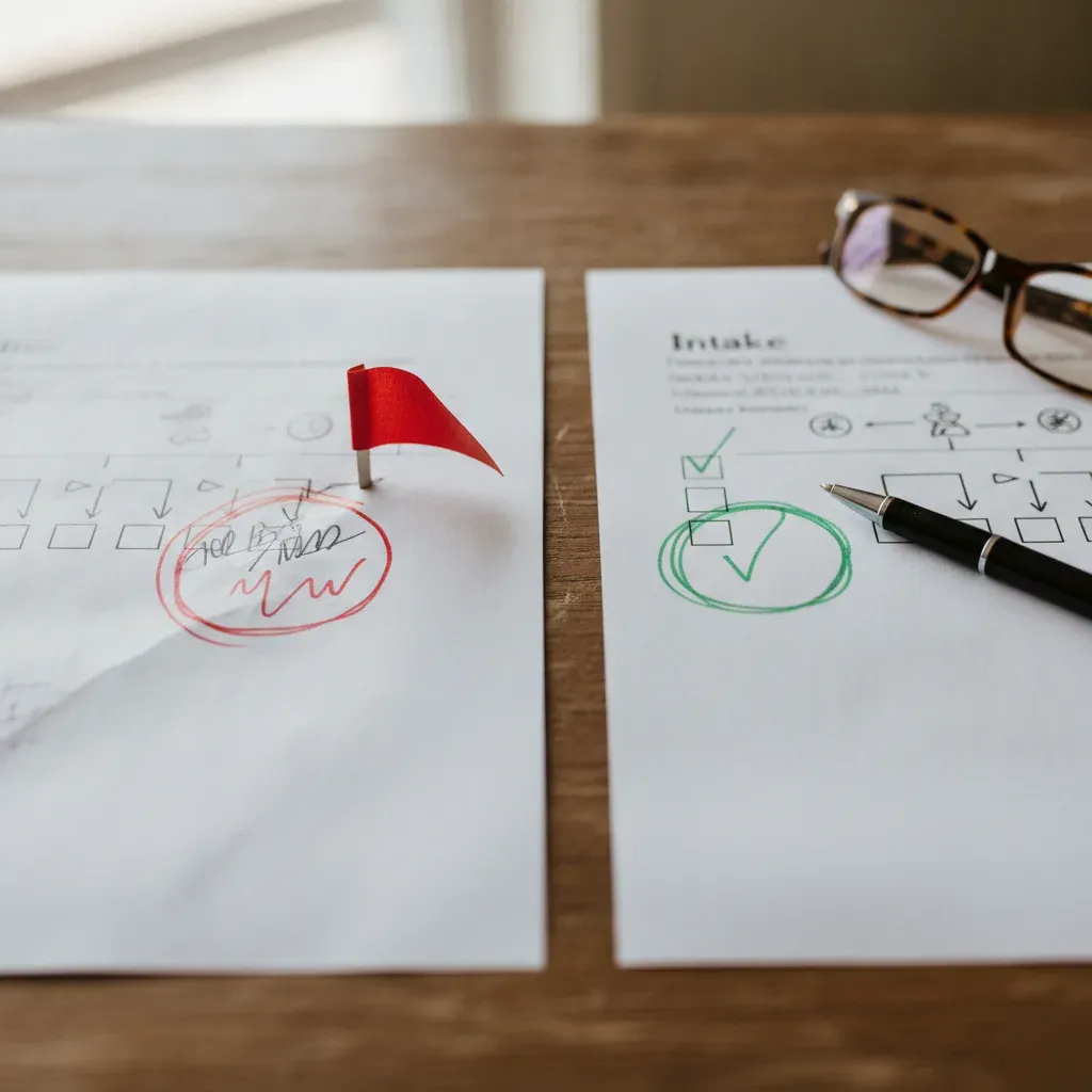 Intake paperwork comparing absolute and relative massage contraindications