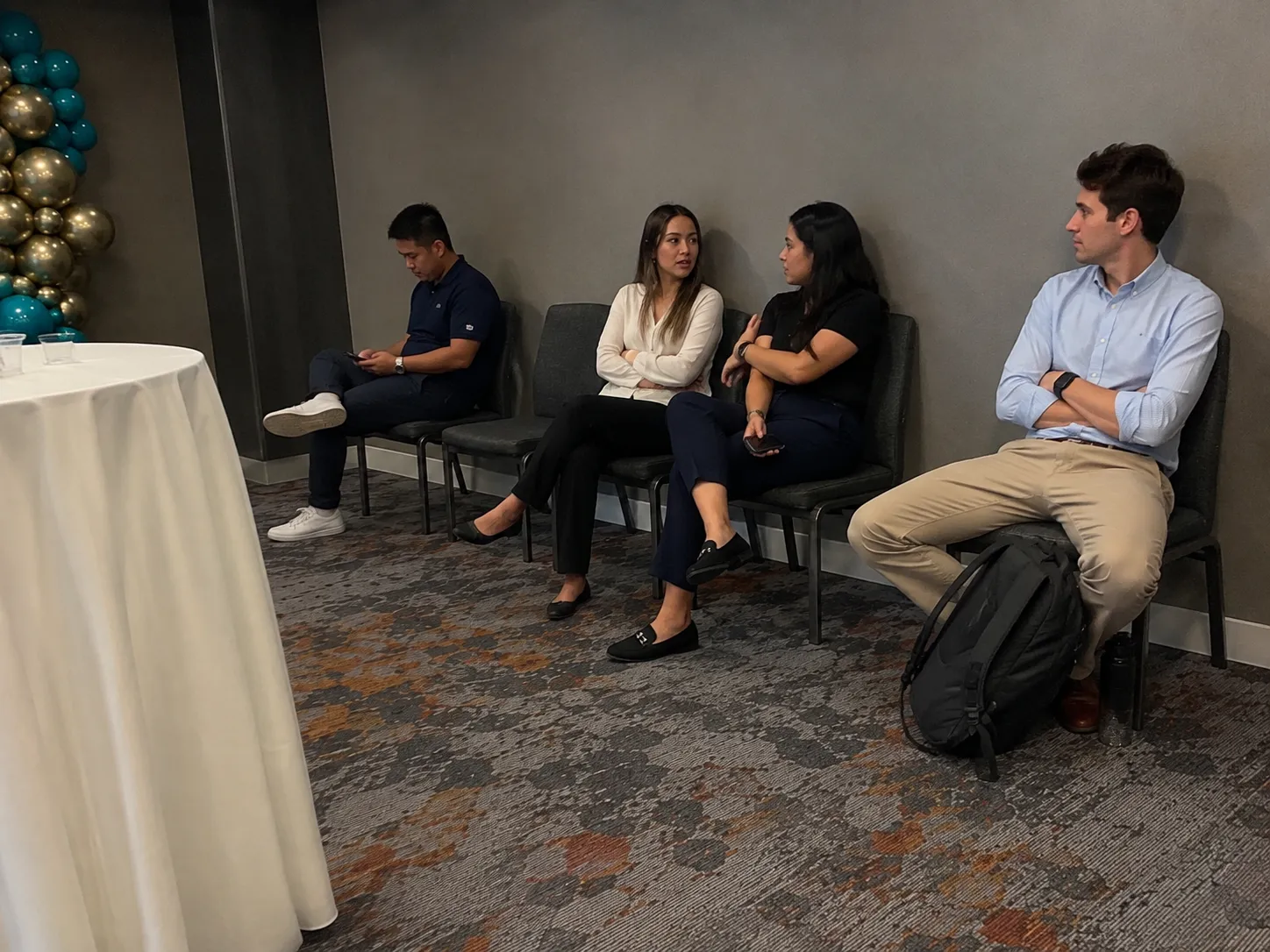 Employees waiting their turn at a company health day in a Prosper, TX office