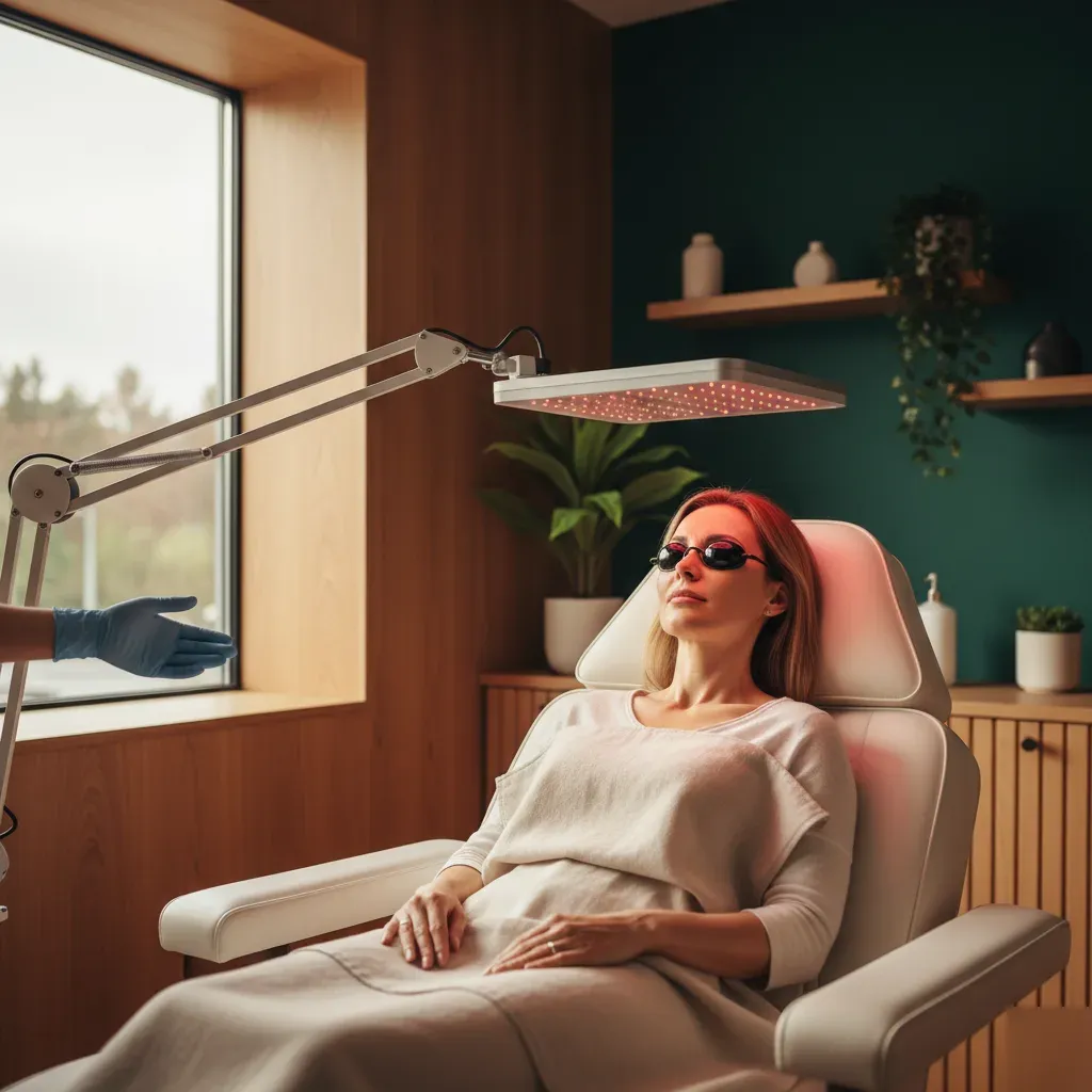 LED light therapy session in progress in a private treatment room at 360 IV Infusion and Wellness in Prosper TX