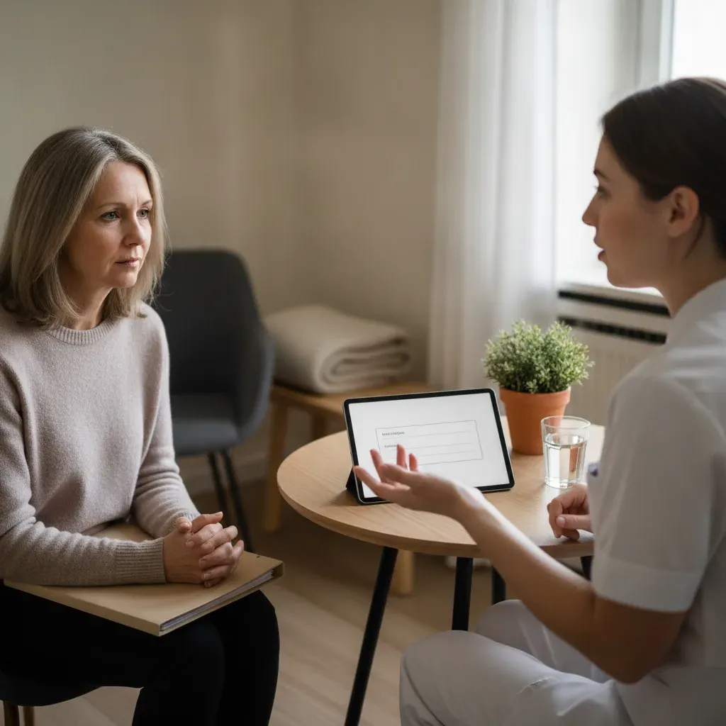 Nurse and client having a one-on-one medical weight loss consultation in a private suite at 360 IV Infusion and Wellness in Prosper, TX