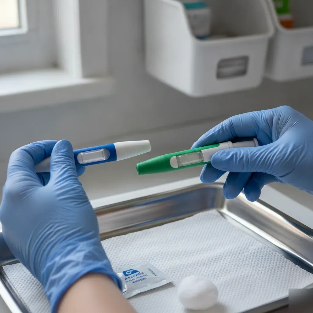 Gloved provider comparing semaglutide and tirzepatide injection pens at 360 IV Infusion and Wellness in Prosper, TX