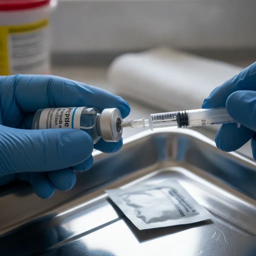 Nurse drawing a peptide therapy dose into a syringe at 360 IV Infusion and Wellness in Prosper, TX