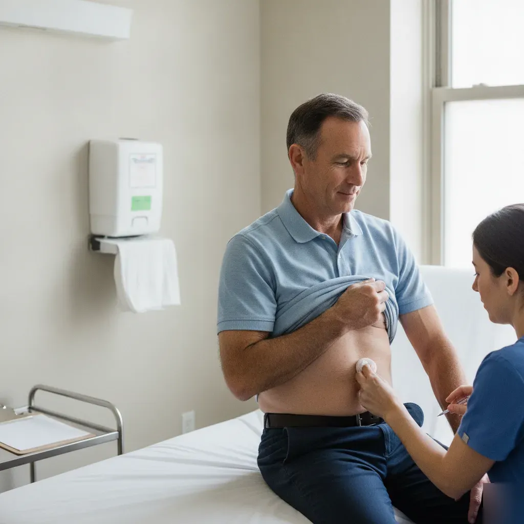 Nurse administering a semaglutide injection to a client during an appointment at 360 IV Infusion and Wellness in Prosper, TX