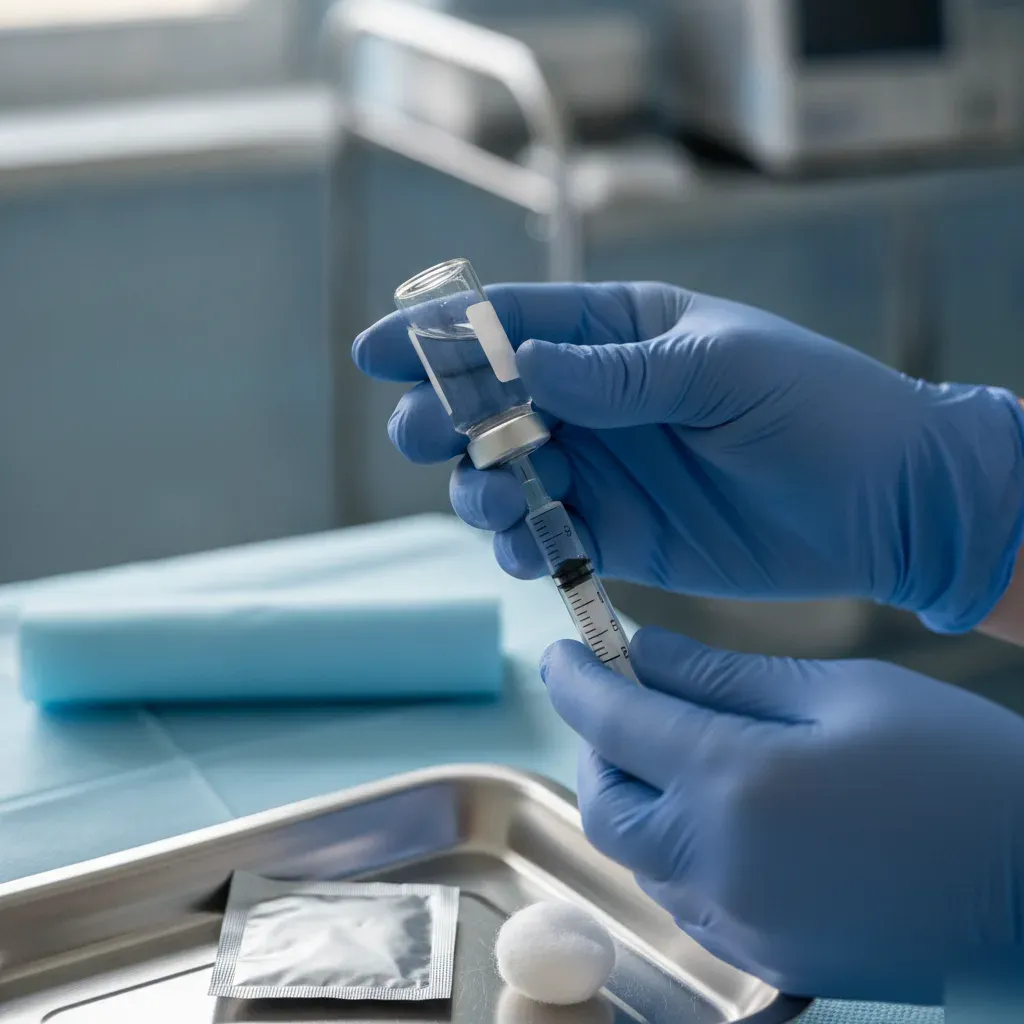 Nurse drawing a tirzepatide injection dose from a vial into a syringe at 360 IV Infusion and Wellness in Prosper, TX