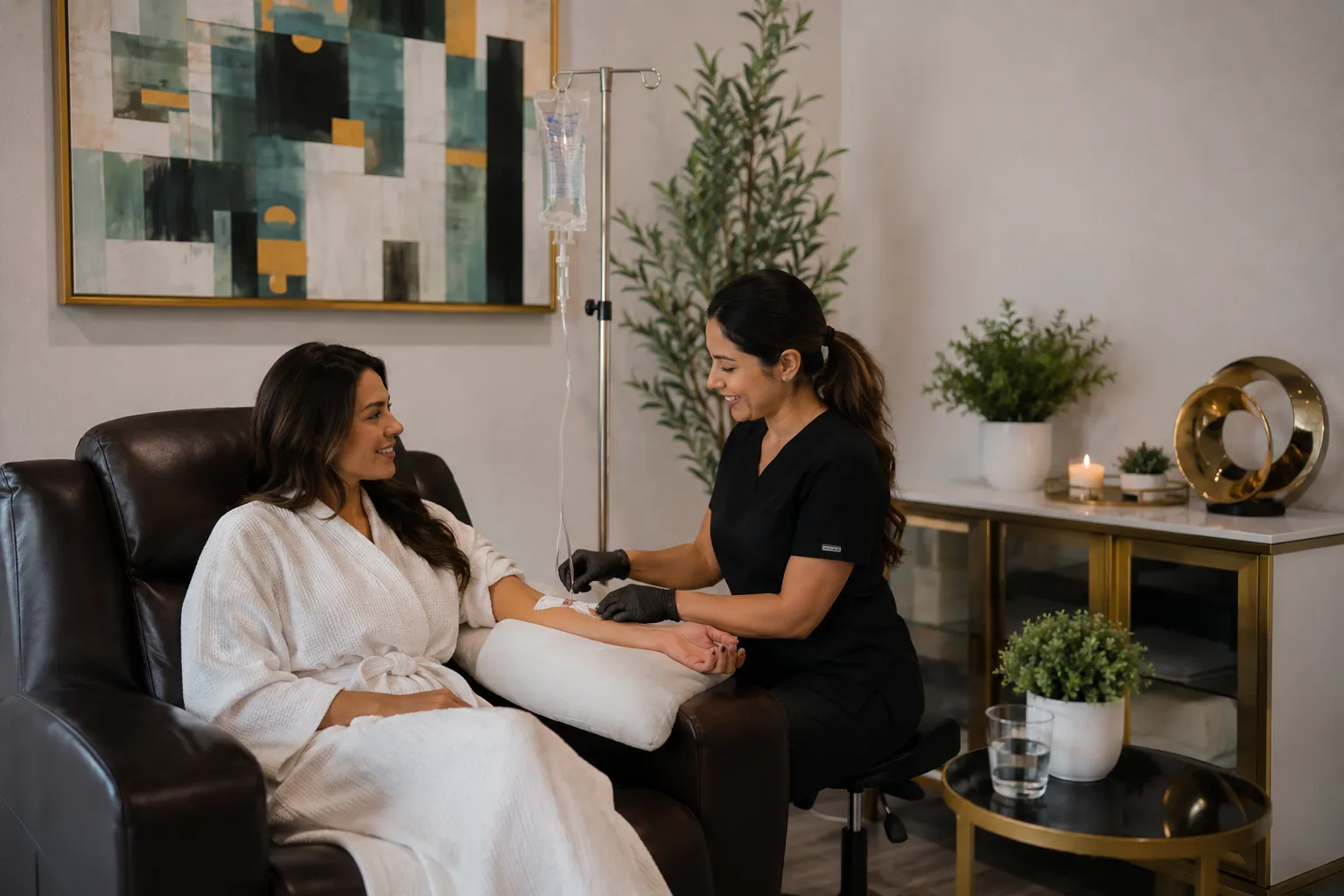 360 IV Infusion and Wellness team member consulting with a client at wellness center in Prosper TX